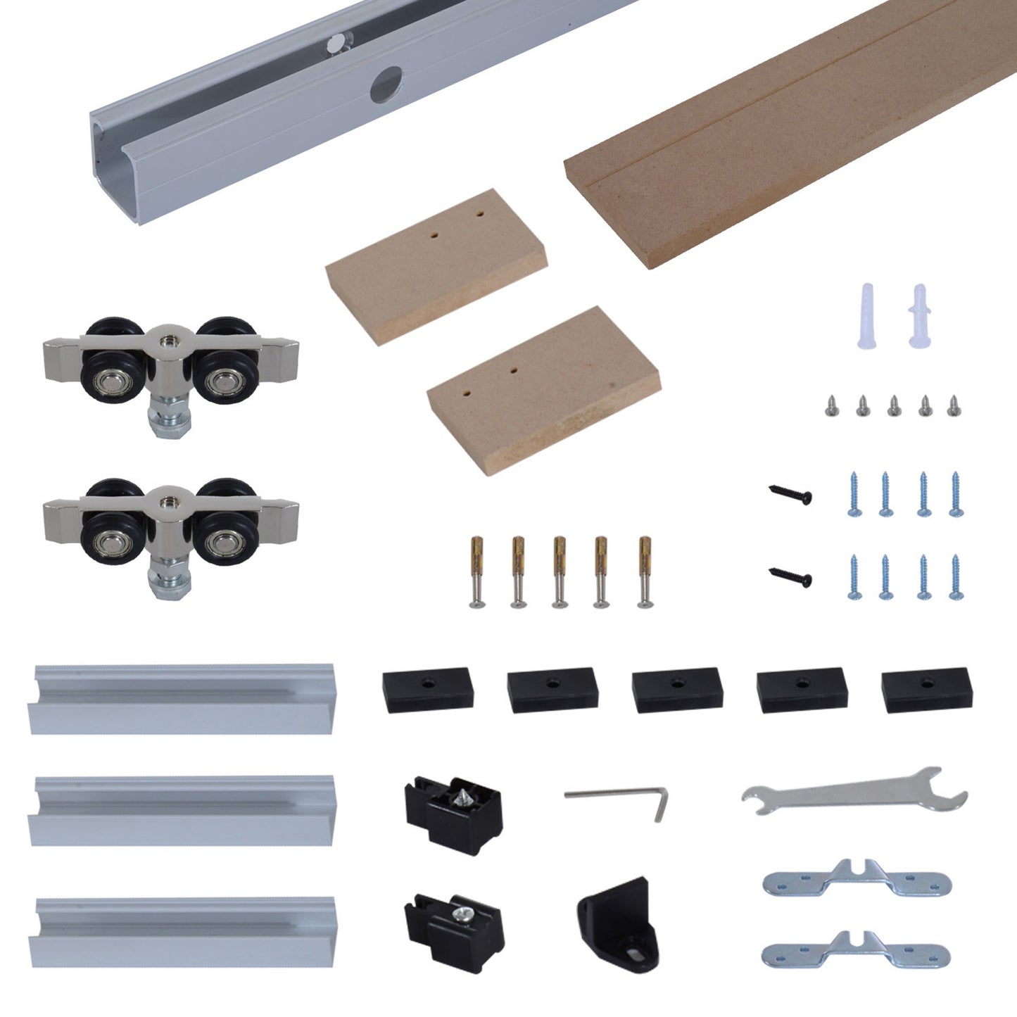 Photo of HOMCOM 6.5FT/2000mm Modern Sliding Barn Door Closet Hardware Track Kit Aluminium Track System Unit For Single Wooden Door in Door colour on a white background