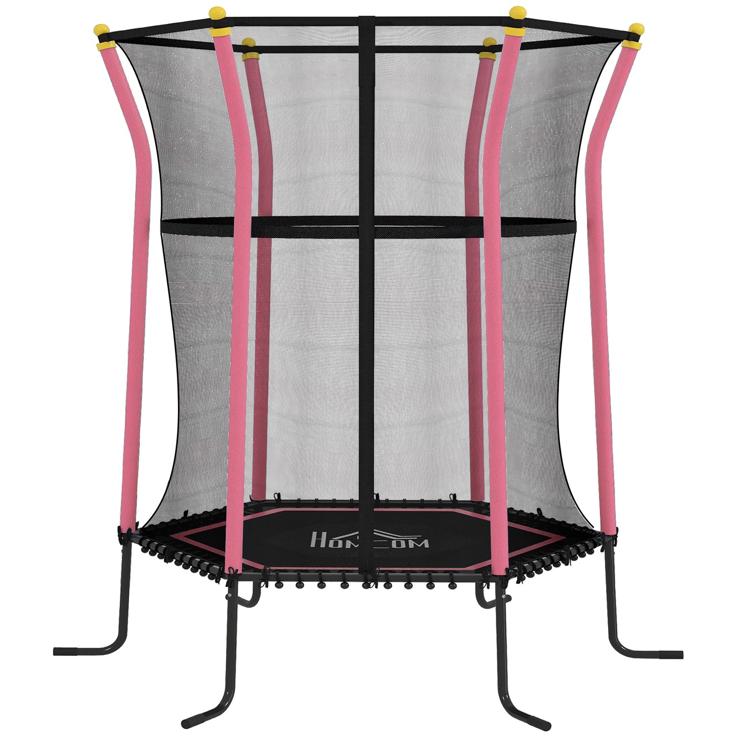 Photo of HOMCOM Kids Trampoline Mini Bouncer with Enclosure Safety Net For Ages 3-10 Years - Pink in Pink colour on a white background