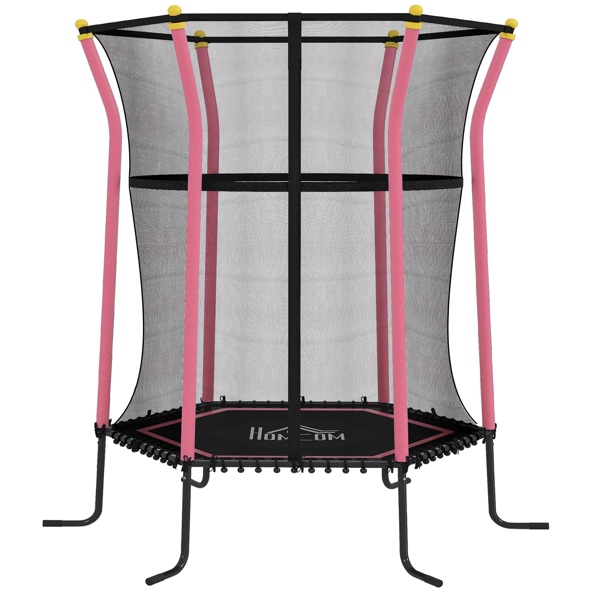 Photo of HOMCOM Kids Trampoline Mini Bouncer with Enclosure Safety Net For Ages 3-10 Years - Pink in Pink colour on a white background