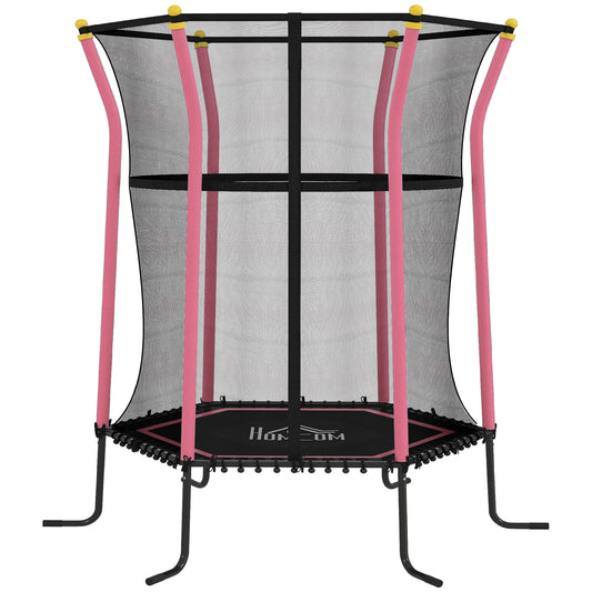 Photo of HOMCOM Kids Trampoline Mini Bouncer with Enclosure Safety Net For Ages 3-10 Years - Pink in Pink colour on a white background