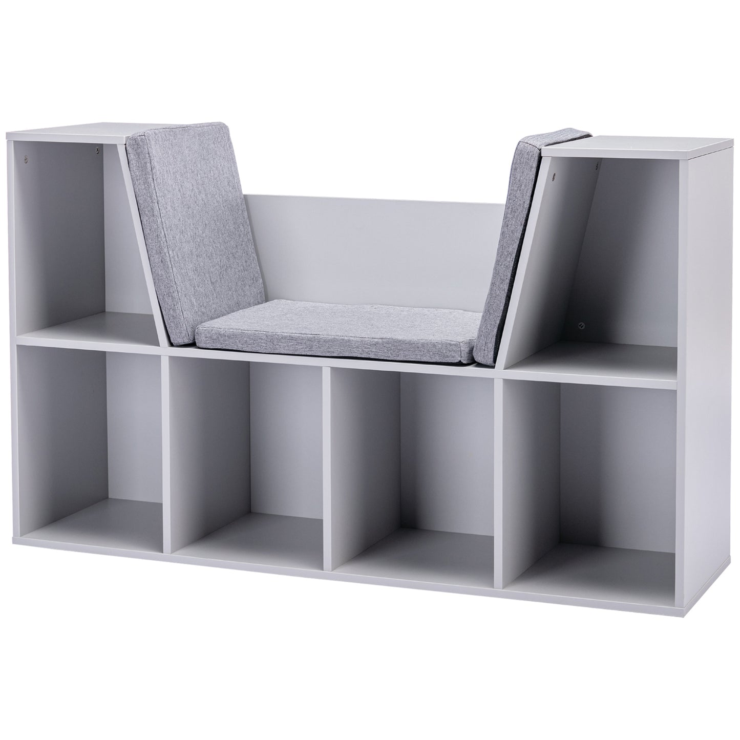 Photo of HOMCOM Kids Bookcase Shelf Storage Cabinet Unit, Living Room Sideboard w/ Six Compartments for Toys, Books - Grey in Grey colour on a white background