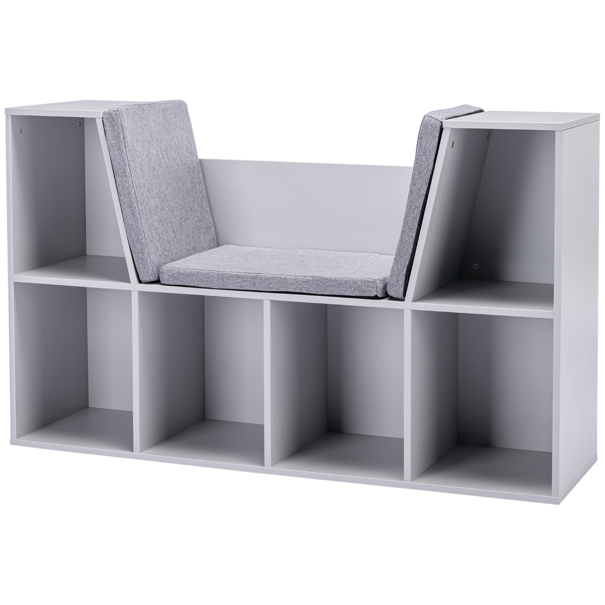 Photo of HOMCOM Kids Bookcase Shelf Storage Cabinet Unit, Living Room Sideboard w/ Six Compartments for Toys, Books - Grey in Grey colour on a white background