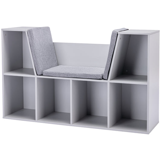 Photo of HOMCOM Kids Bookcase Shelf Storage Cabinet Unit, Living Room Sideboard w/ Six Compartments for Toys, Books - Grey in Grey colour on a white background