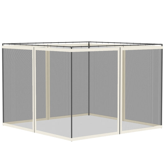 Photo of Outsunny 302 x 207cm Universal Replacement Mesh Sidewall Netting for Gazebos and Canopy Tents, (Sidewall Only) White in White colour on a white background