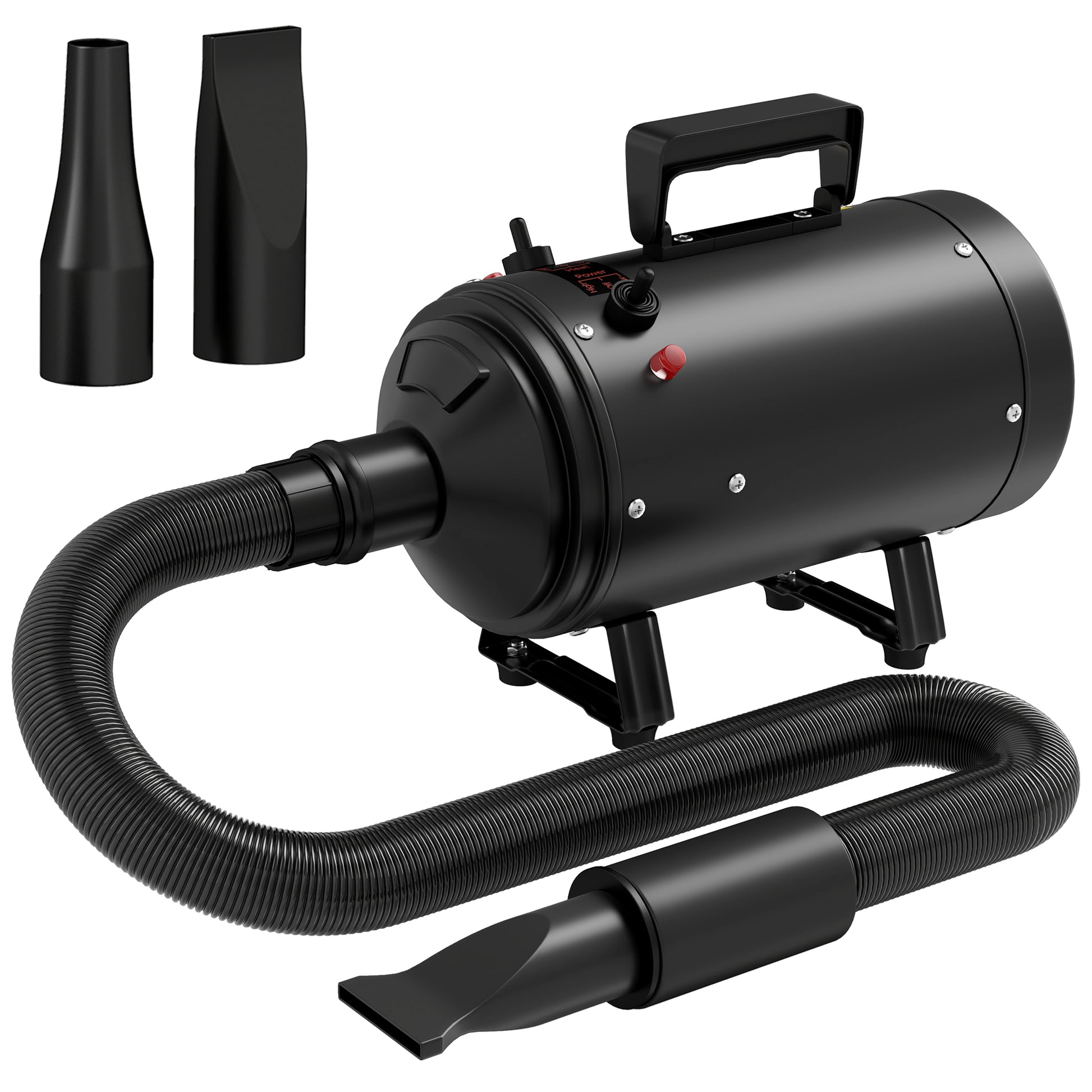 Photo of PawHut 2200W Dog Hair Dryer with Adjustable Temperature & Velocity, 3 Different Nozzles, Black in Black colour on a white background
