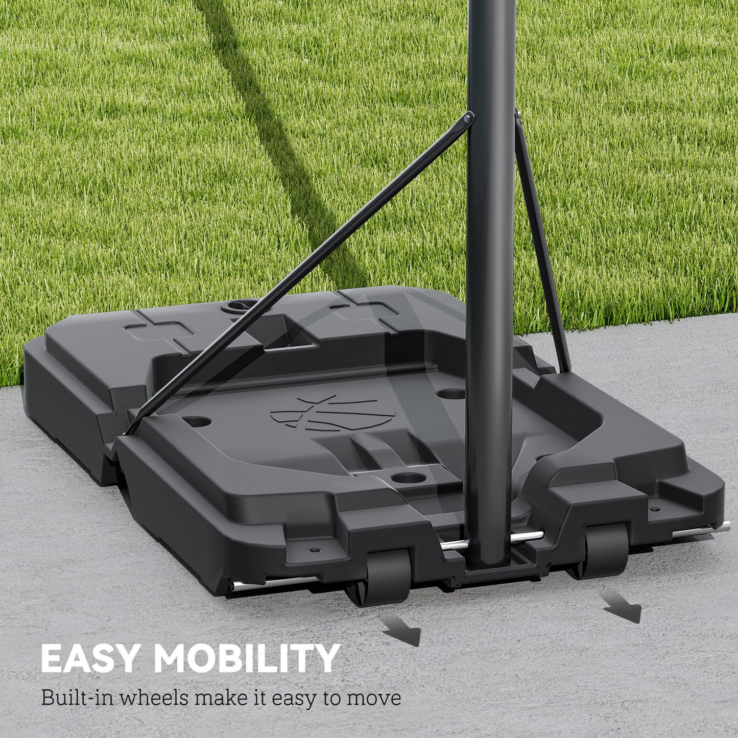 SPORTNOW 2.3-3.05m Basketball Hoop and Stand, with Weighted Base, Wheels, Black