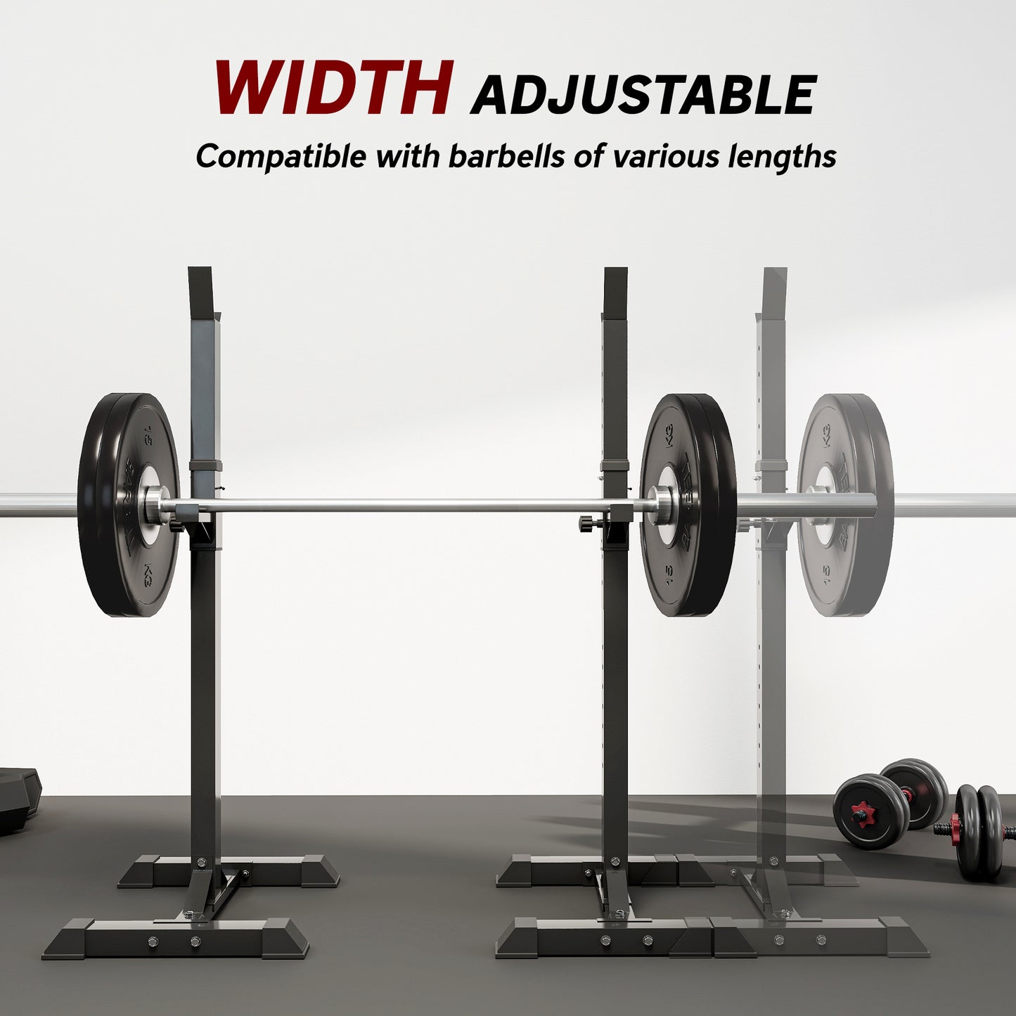 HOMCOM Adjustable Squat Rack, Weight Strength Training Bench Press Rack Weight Bench Supporter for Home Gym Exercise, Max Load 150kg, 124-154cm