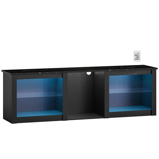 Photo of HOMCOM 70" TV Stand, with LED Lights and Storage - Black in Black colour on a white background