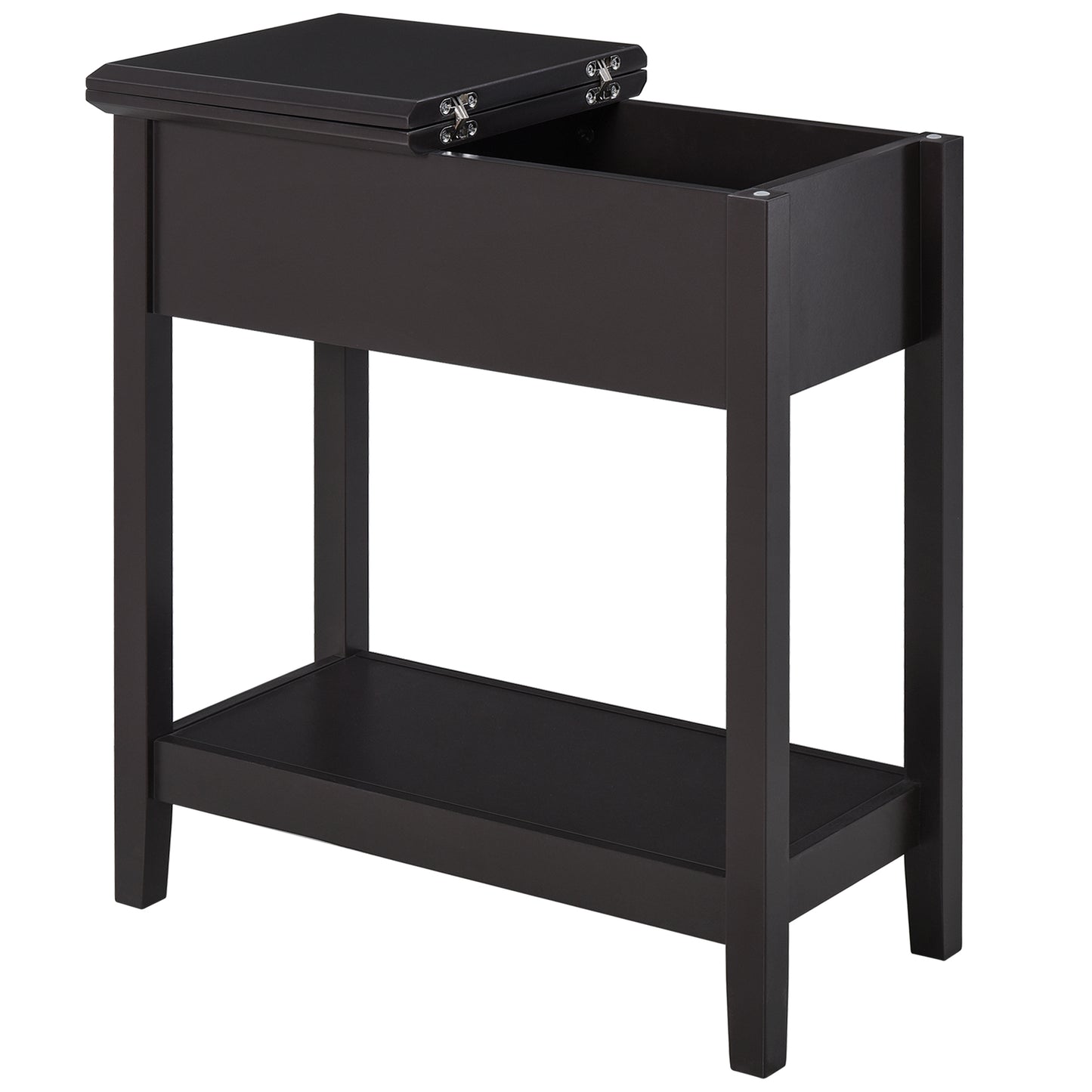 Photo of HOMCOM End Table, Narrow Side Table with Flip Top , Shelf, Dark Coffee in Coffee colour on a white background