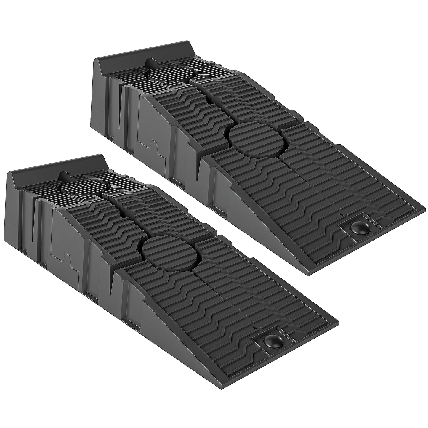 Photo of DURHAND 2 PCs Car Ramps Heavy Duty 2.5 Ton Motorhome Levelling Ramps, Plastic Garage Workshop Car Lift, Portable Automotive Vehicle Campervan Car Ramp, Black in Black colour on a white background
