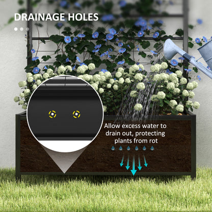 Raised garden bed with drainage holes beneath the planted soil