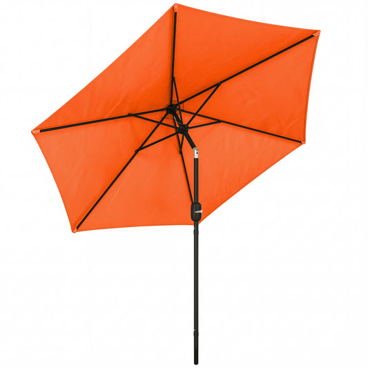 Photo of Outsunny 2.6 m Garden Parasol Umbrella with Aluminium Pole, Outdoor Patio Umbrella with Tilt and Crank, Vent, Orange in Orange colour on a white background
