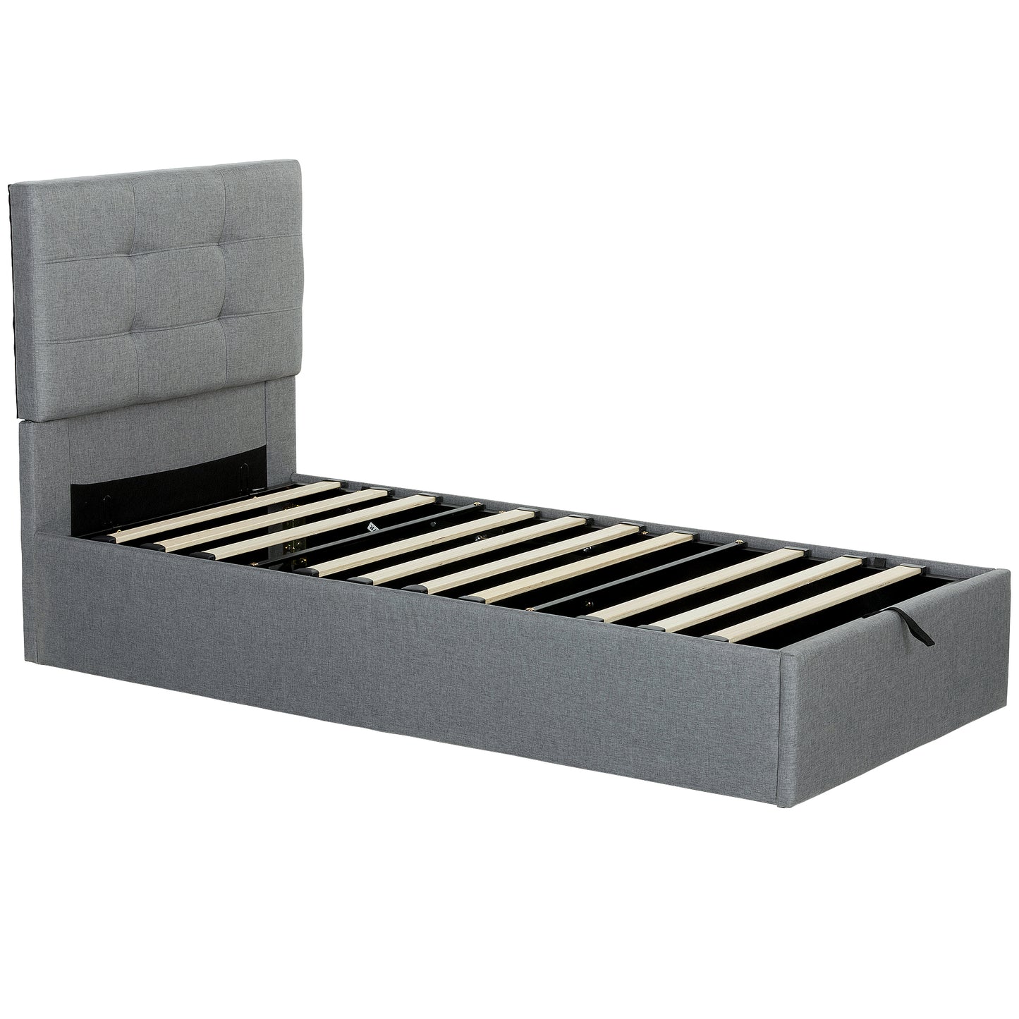 Photo of HOMCOM 3ft Single Ottoman Bed with Gas Lift Storage - Grey in Grey colour on a white background