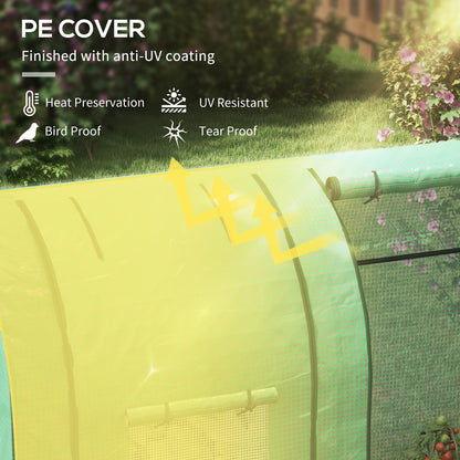 Outsunny greenhouse with green PE cover and a roll-up mesh window