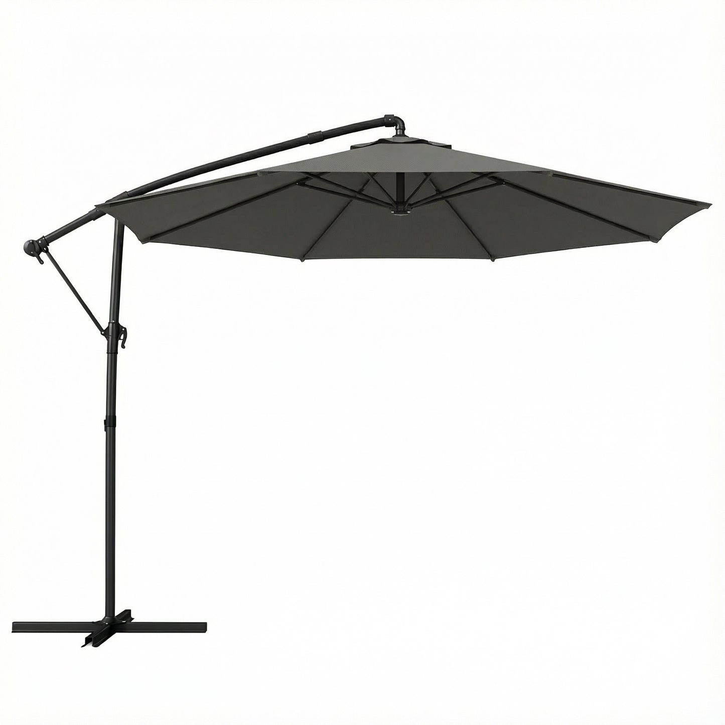 Photo of Outsunny 3 m Garden Cantilever Parasol with Cover, Round Overhanging Umbrella with 360° Rotation, Tilt, Grey in Grey colour on a white background