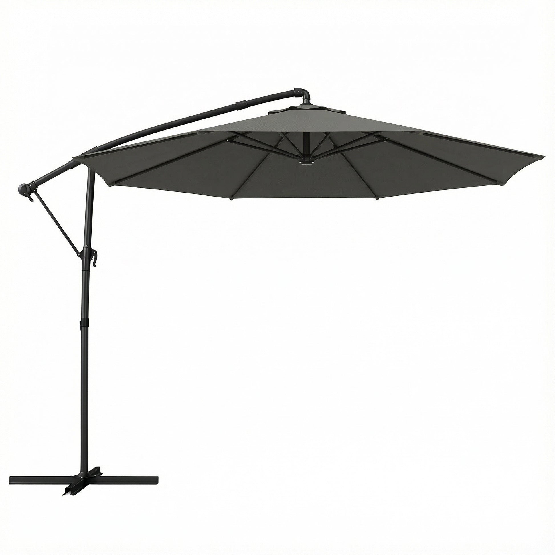 Photo of Outsunny 3 m Garden Cantilever Parasol with Cover, Round Overhanging Umbrella with 360° Rotation, Tilt, Grey in Grey colour on a white background