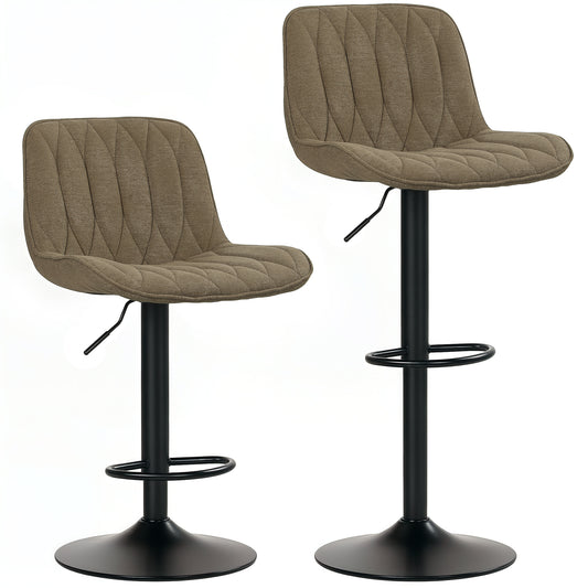 Photo of HOMCOM Set of Two Linen-Look Bar Stools - Brown in Brown colour on a white background