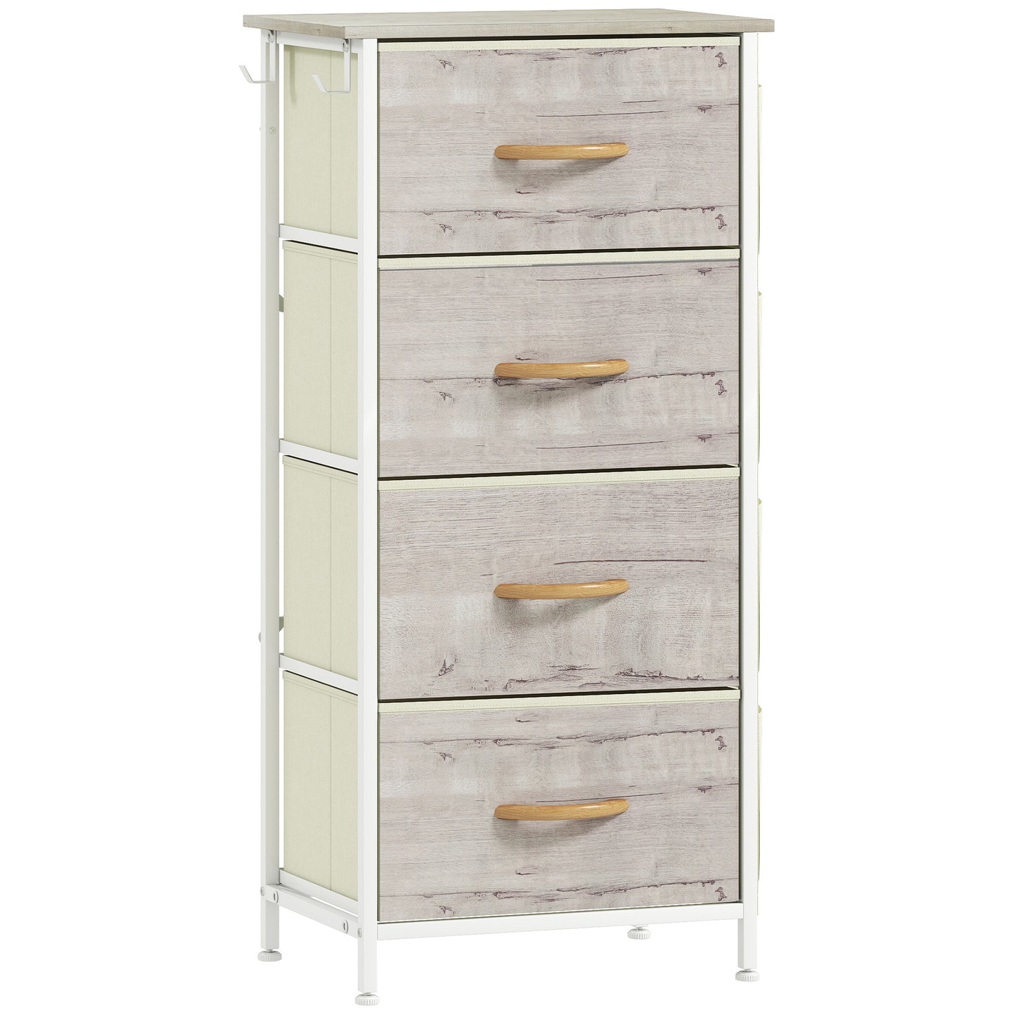 Photo of HOMCOM Chest of Four Fabric Drawers - Natural Wood Finish in Finish colour on a white background