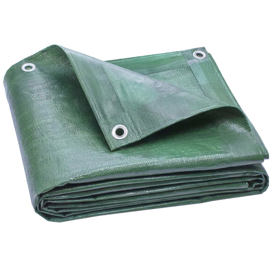 Photo of Outsunny 4 x 6m Waterproof Tarpaulin, 90GSM Tear-Resistant PE Tarp with Reinforced Grommets, UV Protected Cover in Cover colour on a white background