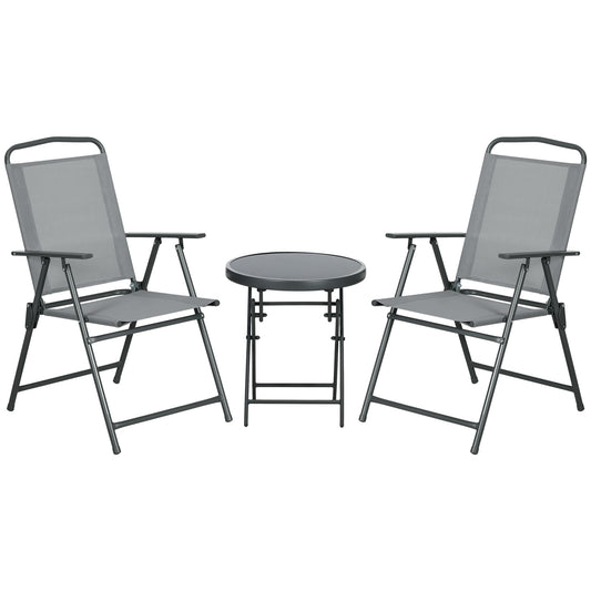 Photo of Outsunny Three-Piece Garden Seat Set, with Glass-Top Table - Light Grey in Grey colour on a white background