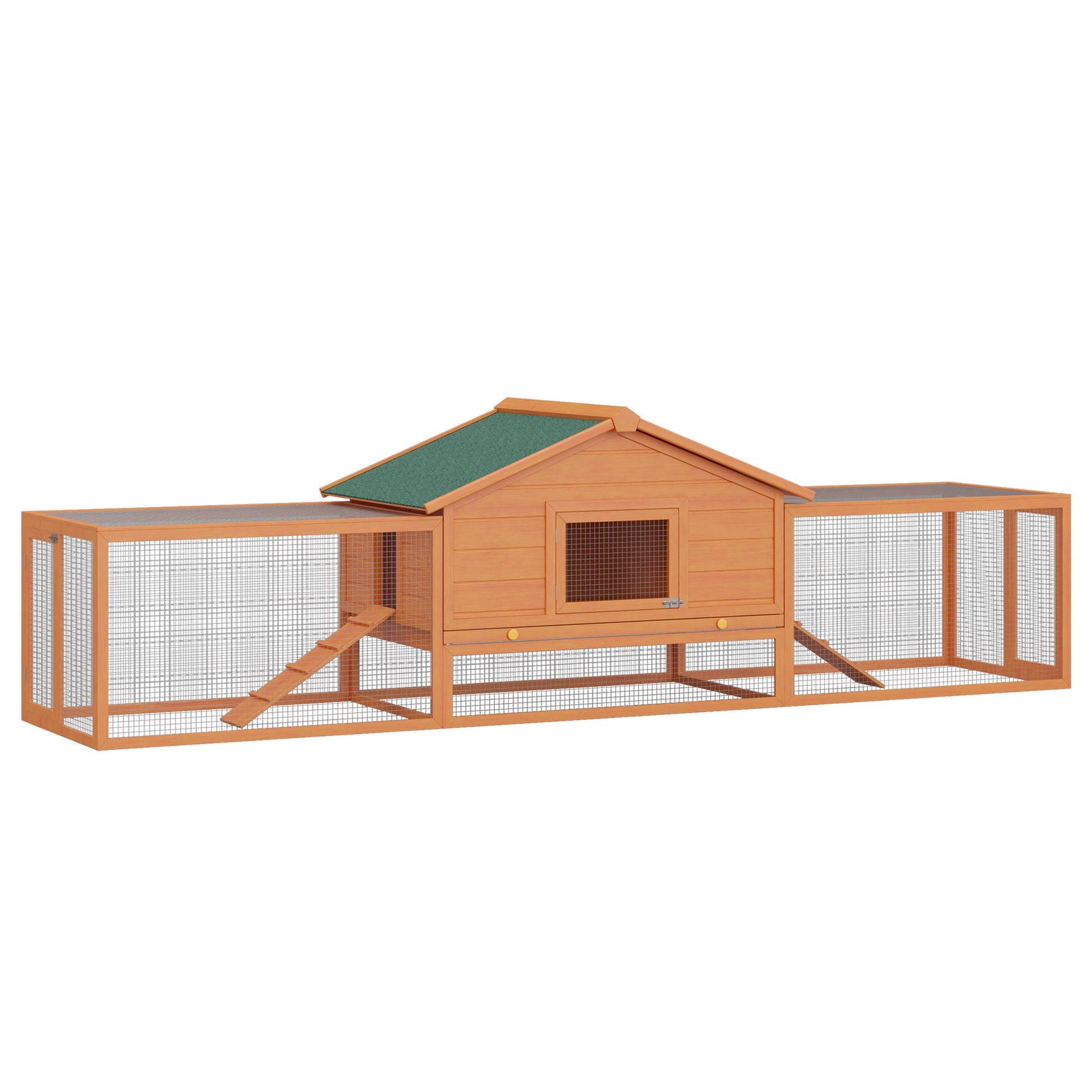 Photo of PawHut Wooden Guinea Pigs Hutches W/ Ramp-Golden Red in Red colour on a white background