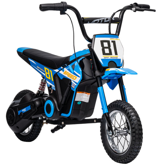 Photo of AIYAPLAY Kids Electric Motorbike 3 Gearboxes Speed Ride on Motorcycle with 40min Ranges - Blue in Blue colour on a white background