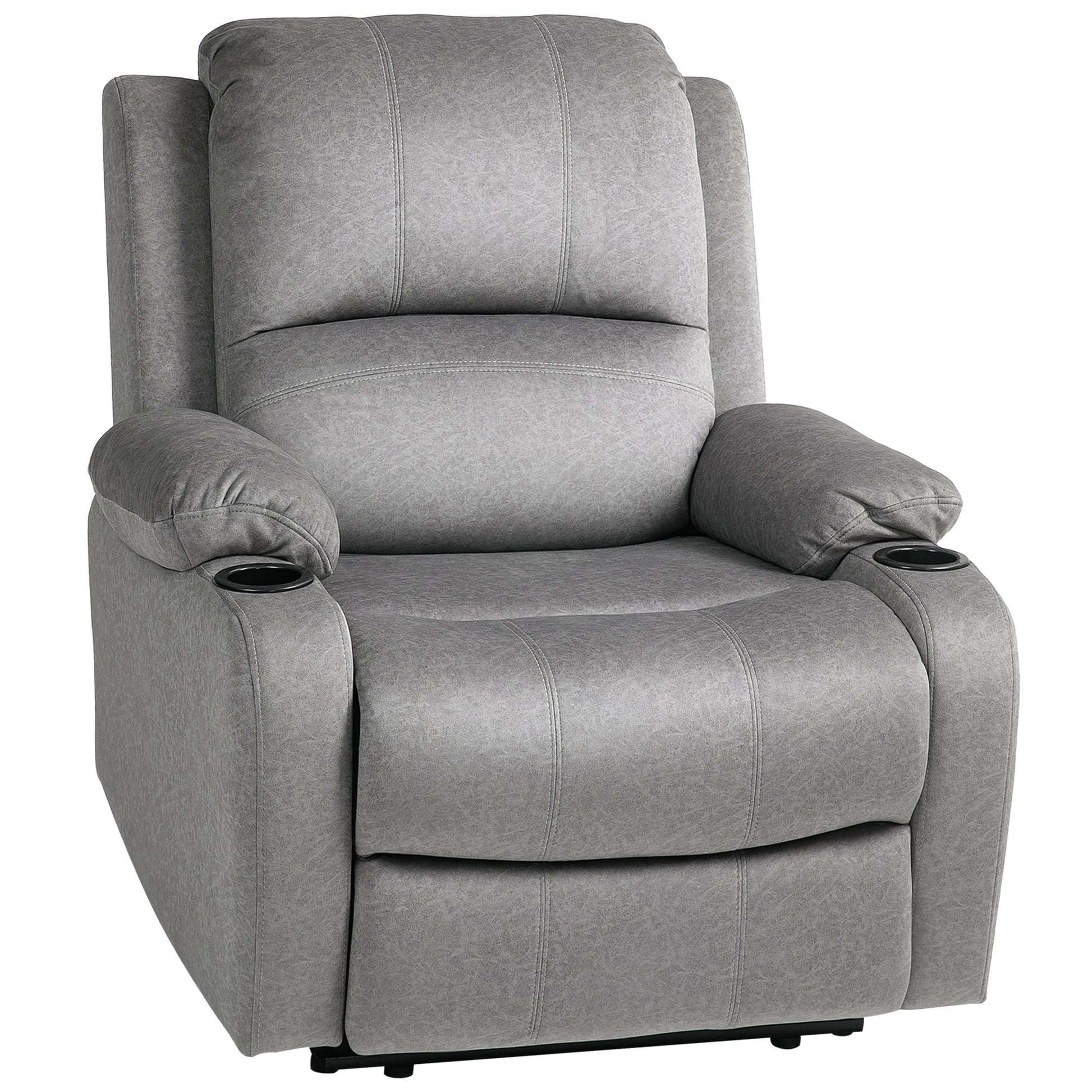 Photo of HOMCOM Microfibre Manual Reclining Armchair with 135° Recline Back and Footrest - Grey in Grey colour on a white background