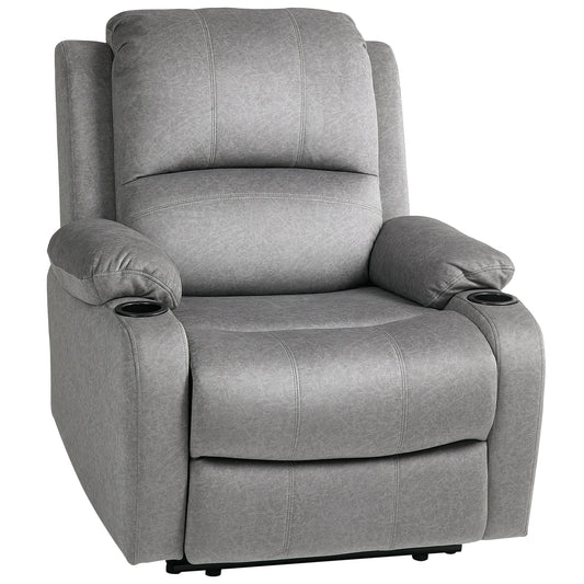 Photo of HOMCOM Microfibre Manual Reclining Armchair with 135° Recline Back and Footrest - Grey in Grey colour on a white background