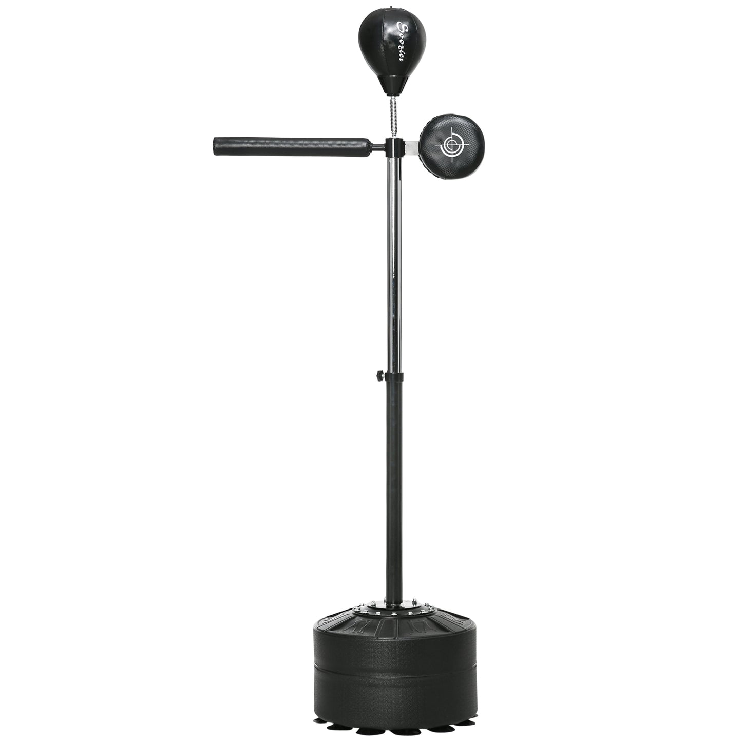 Photo of SPORTNOW Adjustable Speed Bag, Boxing Bag, with Stand, Reflex Bar, Punching Pad, Black in Black colour on a white background