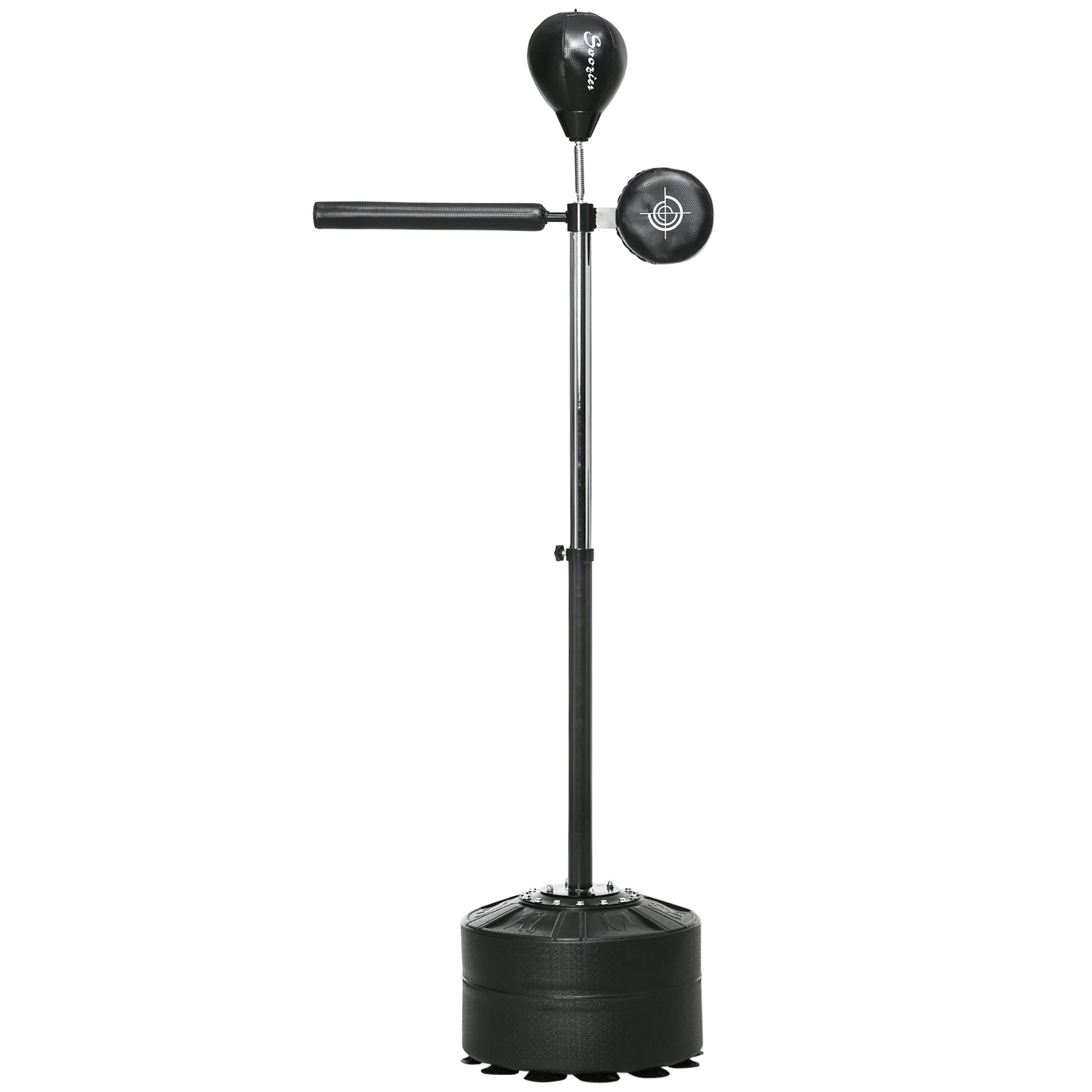 Photo of SPORTNOW Adjustable Speed Bag, Boxing Bag, with Stand, Reflex Bar, Punching Pad, Black in Black colour on a white background