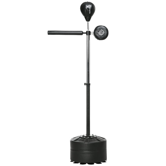 Photo of SPORTNOW Adjustable Speed Bag, Boxing Bag, with Stand, Reflex Bar, Punching Pad, Black in Black colour on a white background