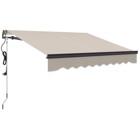 Photo of Outsunny 2.5 x 2m Electric Awning with Remote Controller, Aluminium Frame DIY Retractable Awning, UV30+ Sun Shade Canopy for Garden Patio Deck Door Window, Beige in Beige colour on a white background
