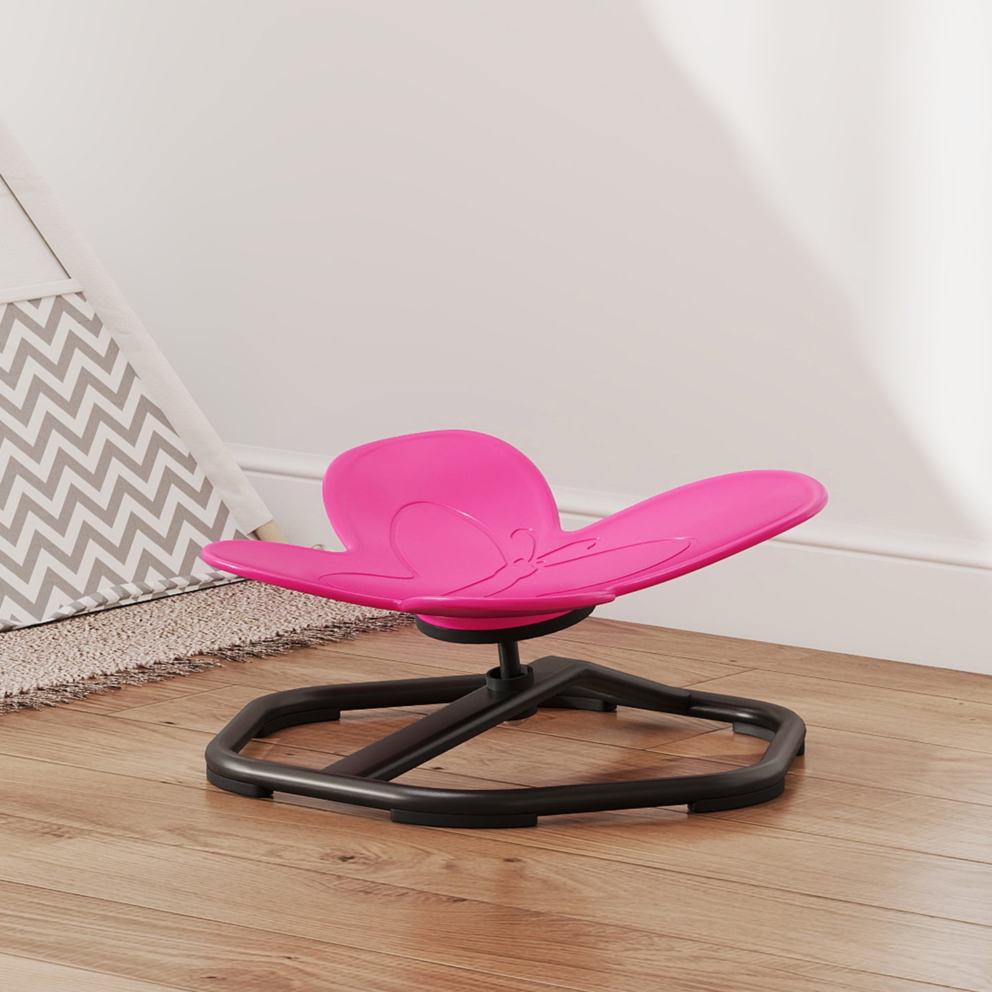 AIYAPLAY Butterfly-Shaped-kids Swivel Chair, Sensory Spinning Chair for Balance, Coordination Training, Pink
