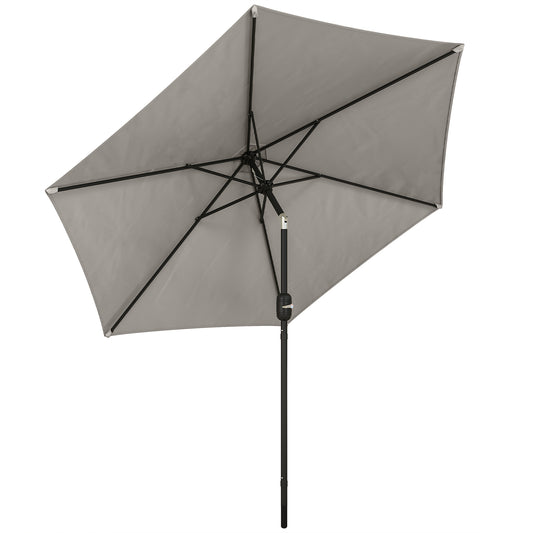 Photo of Outsunny 2.6 m Garden Parasol Umbrella with Aluminium Pole, Outdoor Patio Umbrella with Tilt and Crank, Vent, Light Grey in Grey colour on a white background