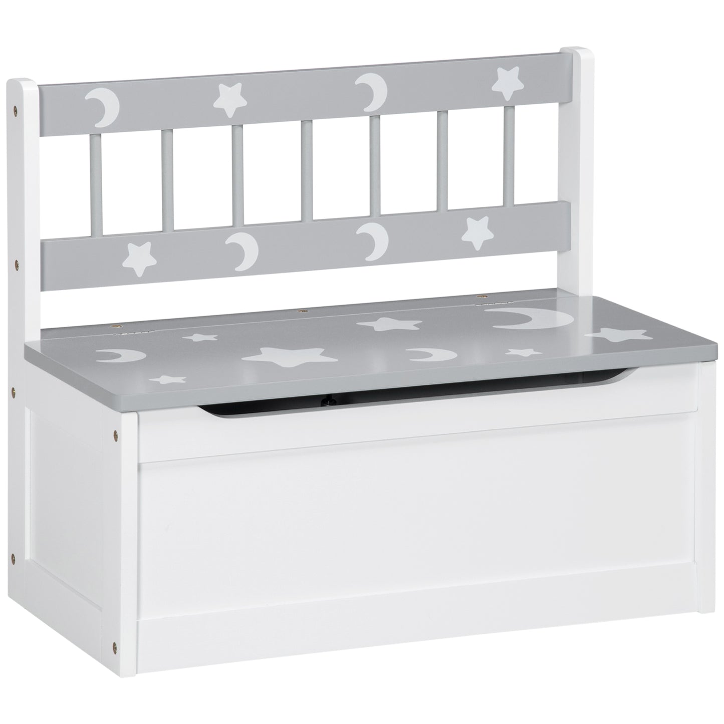 Photo of ZONEKIZ 2 In 1 Kids Storage Bench, Toy Box w/ Safety Rod - Grey in Grey colour on a white background