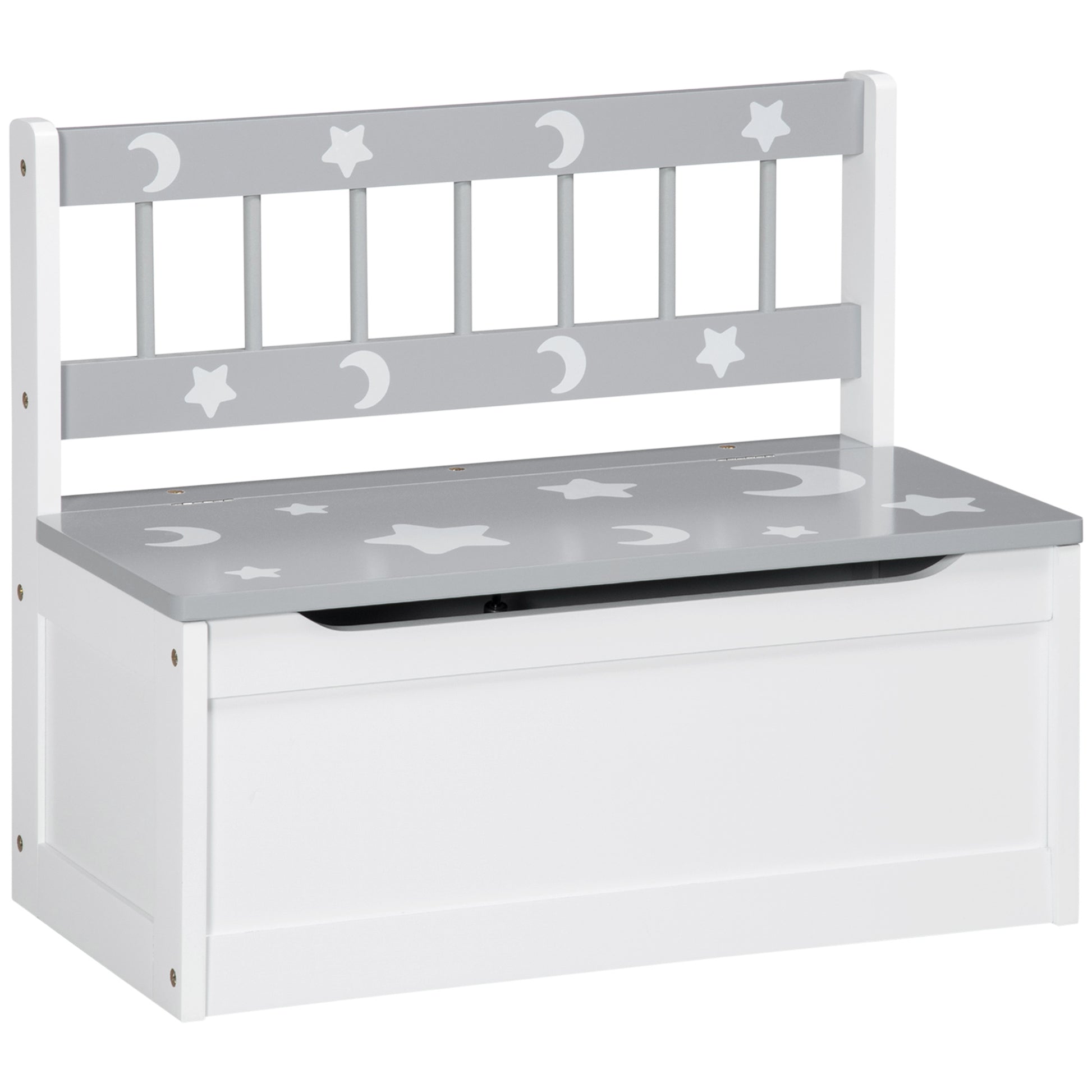 Photo of ZONEKIZ 2 In 1 Kids Storage Bench, Toy Box w/ Safety Rod - Grey in Grey colour on a white background