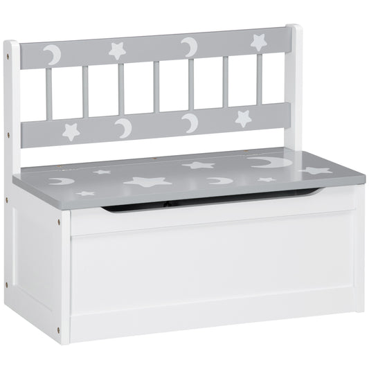 Photo of ZONEKIZ 2 In 1 Kids Storage Bench, Toy Box w/ Safety Rod - Grey in Grey colour on a white background