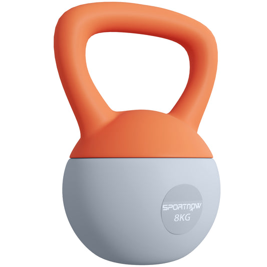 Photo of SPORTNOW 8KG Soft Kettlebell, Kettlebell with Non-Slip Handle for Home Gym, Weight Lifting, Strength Training, Orange/Grey in Orange/Grey colour on a white background