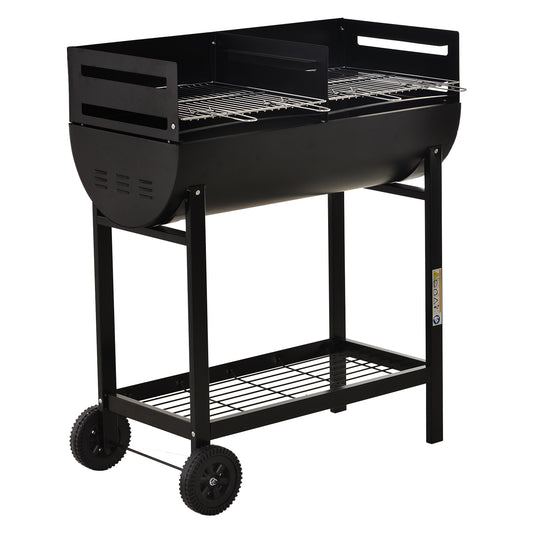 Photo of Outsunny Steel 2-Grill Charcoal BBQ w/ Wheels Black in Black colour on a white background