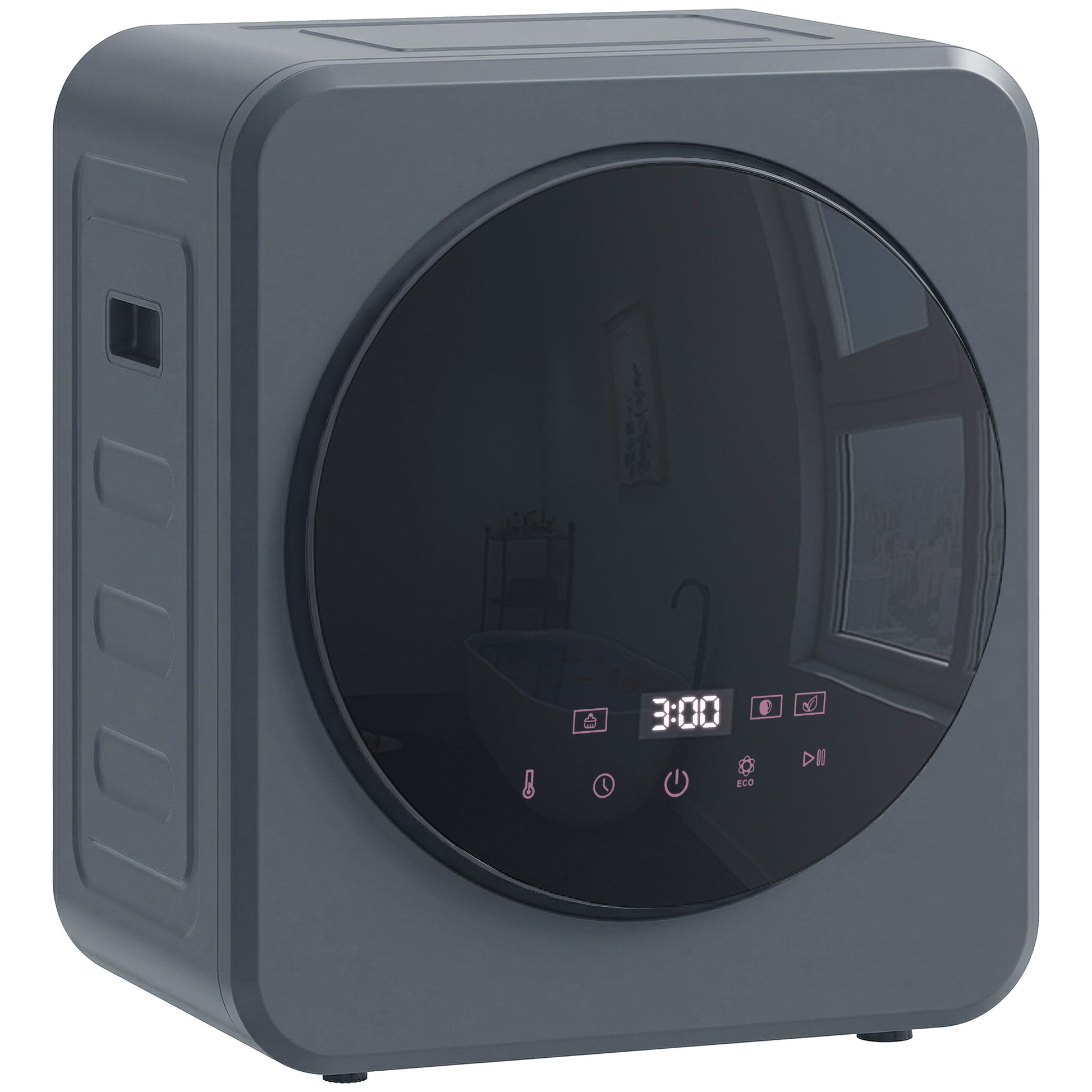 Photo of HOMCOM Vented Tumble Dryer, 4kg Front Tumble Dryer with Stainless Steel Tub, 800W Compact Freestanding Grey in Grey colour on a white background