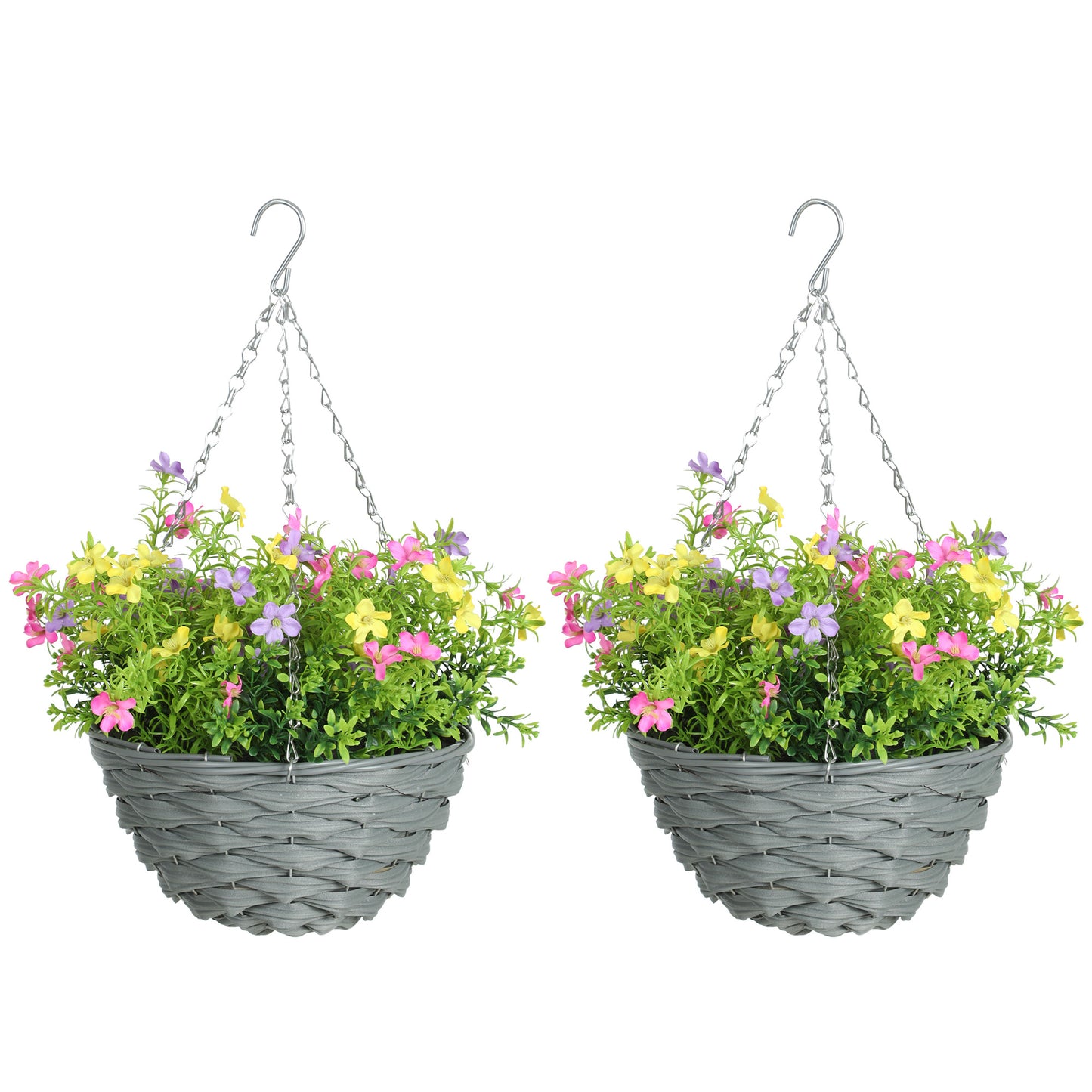 Photo of HOMCOM Set of 2 Artificial Hanging Cosmos Flowers - Multi-Colored in Multi-Colored colour on a white background