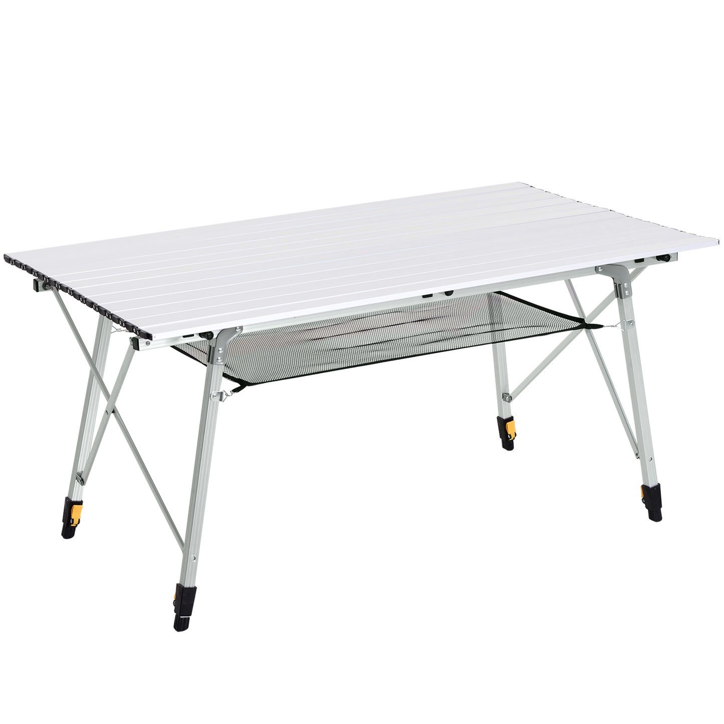 Photo of Outsunny 4FT Folding Aluminium Picnic Table Portable Camping BBQ Table Roll Up Top Mesh Layer Rack with Carrying Bag in Bag colour on a white background