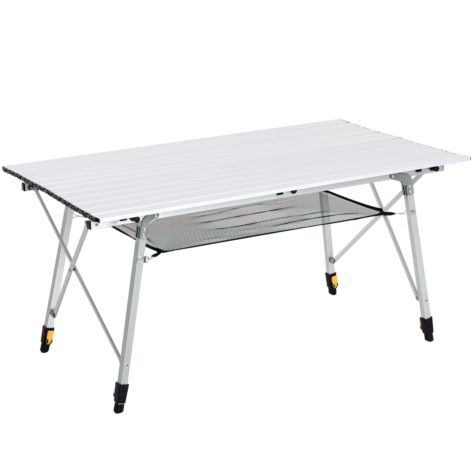 Photo of Outsunny 4FT Folding Aluminium Picnic Table Portable Camping BBQ Table Roll Up Top Mesh Layer Rack with Carrying Bag in Bag colour on a white background