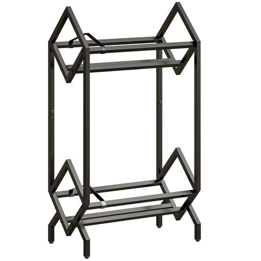 Photo of HOMCOM 50 CD Storage Rack, 2-Tier Metal CD Storage Unit, Free Standing, Easy to Assemble, Black in Black colour on a white background