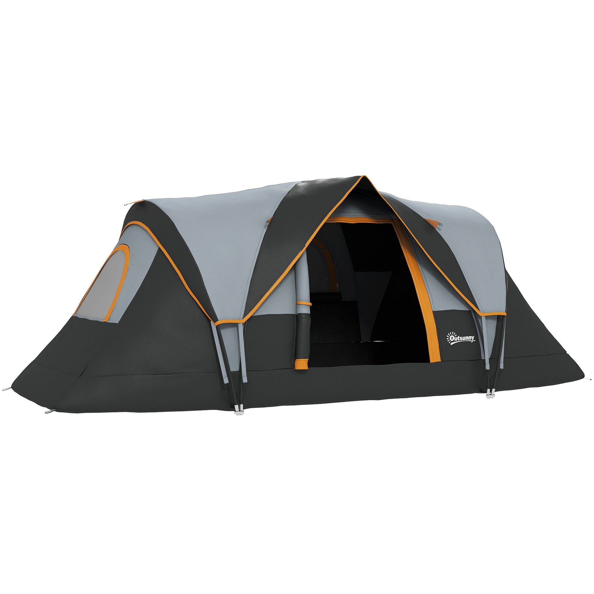 Photo of Outsunny 5-6 Man Dome Camping Tent - Light Grey and Black in Black colour on a white background