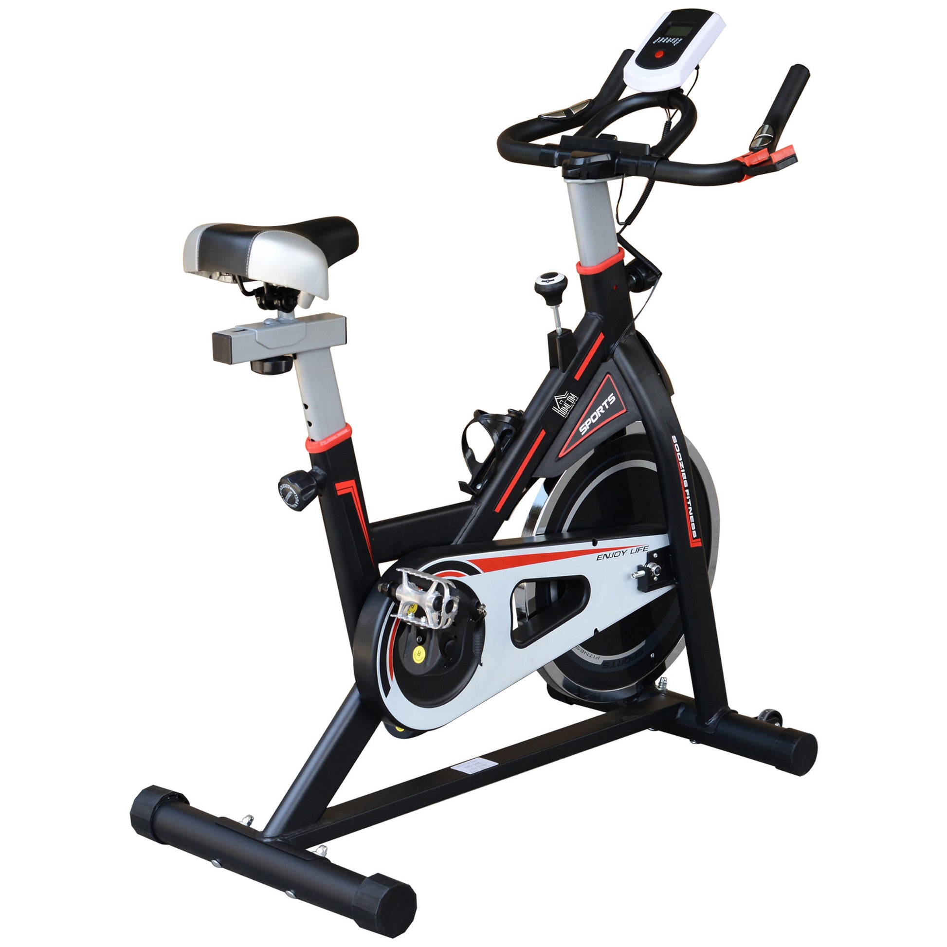Photo of HOMCOM Exercise Bike, Indoor Cycling, with LCD Display, Heart Rate, Sensor - Black in Black colour on a white background