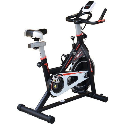 Photo of HOMCOM Exercise Bike, Indoor Cycling, with LCD Display, Heart Rate, Sensor - Black in Black colour on a white background