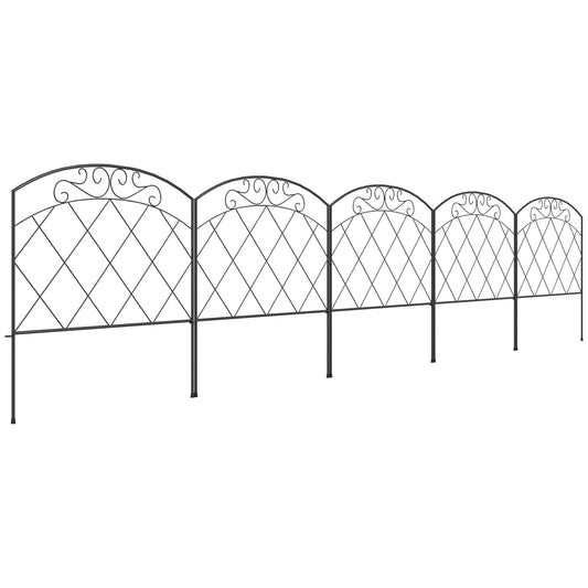 Photo of Outsunny 3m Decorative Metal Garden Fence - Diamond and Swirl Pattern in Pattern colour on a white background