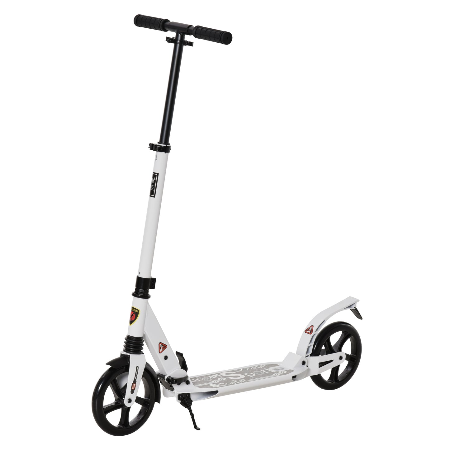Photo of HOMCOM Folding Kick Scooter, Adjustable Ride On Scooter with 200mm Big Wheels and Double Shock Absorption, Urban Scooter for 14+ Teens Adult, White in White colour on a white background