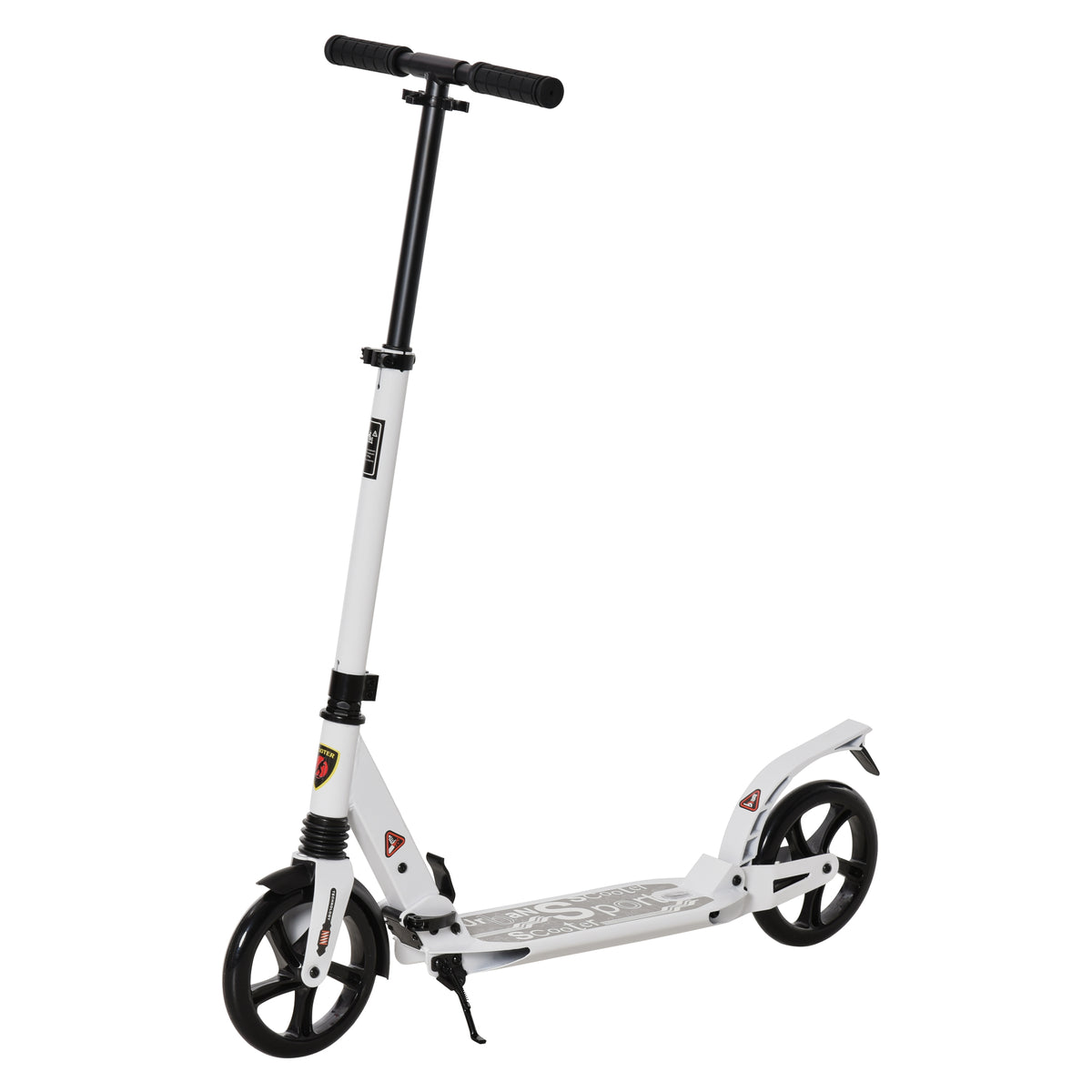 Photo of HOMCOM Folding Kick Scooter, Adjustable Ride On Scooter with 200mm Big Wheels and Double Shock Absorption, Urban Scooter for 14+ Teens Adult, White in White colour on a white background